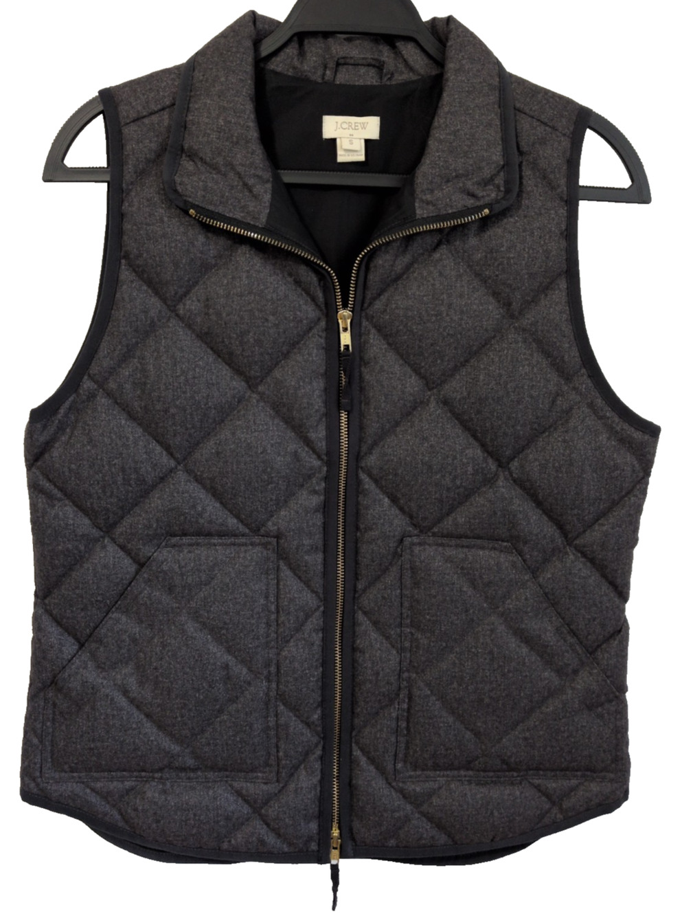 J. Crew Women's Quilted Down Filled Zipper Vest Heather Gray S Classic Heritage